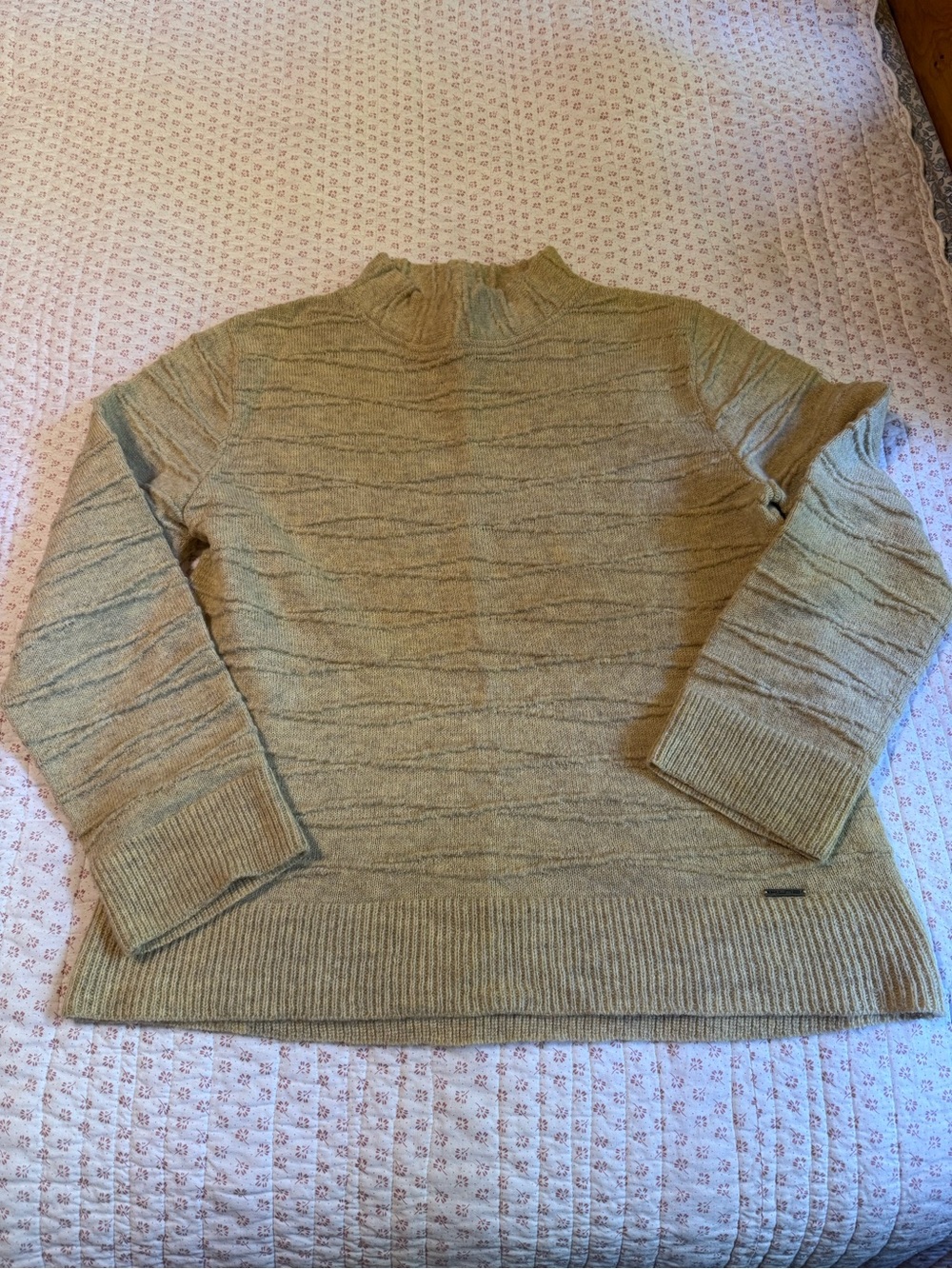 Kuna Mock Neck Knit Sweater in Light Tan 100% Baby Alpaca Size M